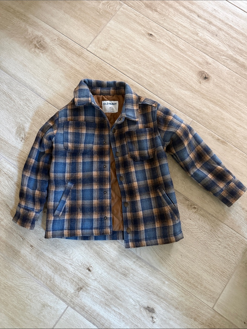 Old Navy Blue and Brown Plaid Kids Jacket